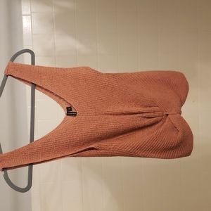 Rust colored sweater tank with knot front detail